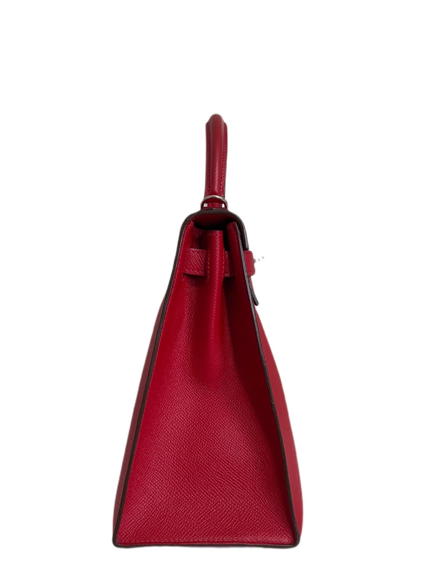 Hermes Kelly 28 Rouge Casaque Rot Epsom Sellier Palladium Hardware 2