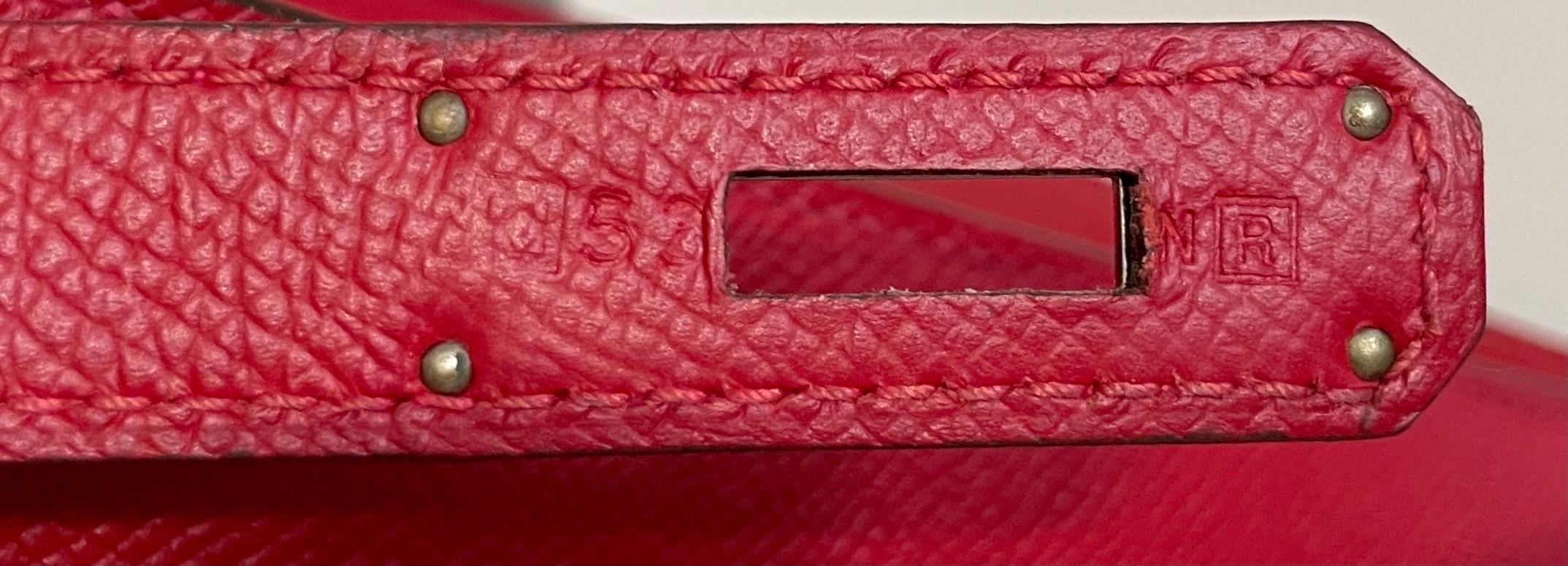 Hermes Kelly 28 Rouge Casaque Red Epsom Sellier Palladium Hardware  2