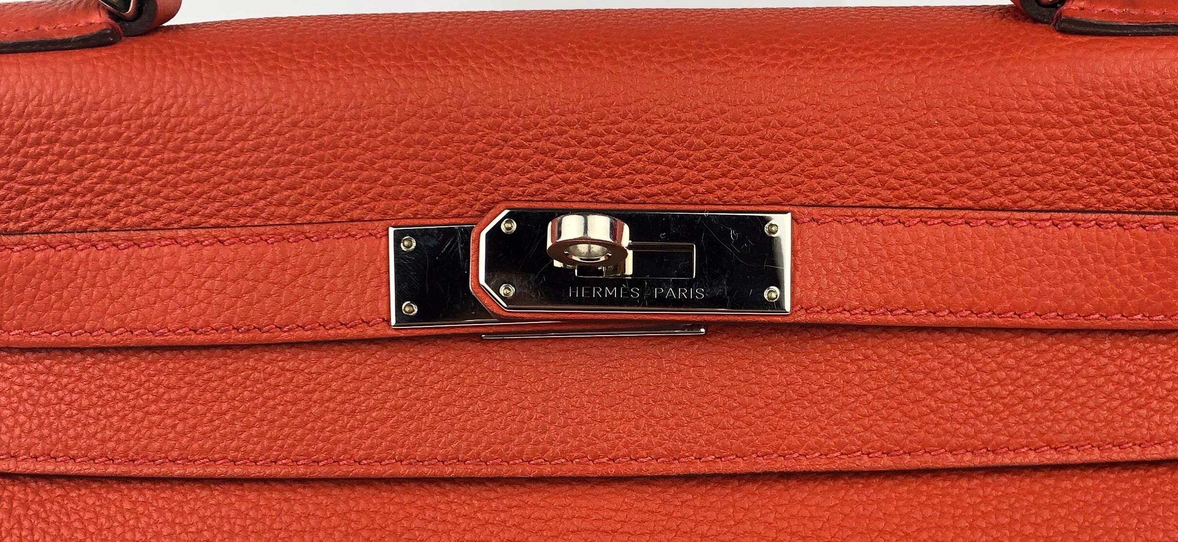 Hermes Kelly 28 Rouge Casaque Red Palladium Hardware 2016 In Excellent Condition In Miami, FL