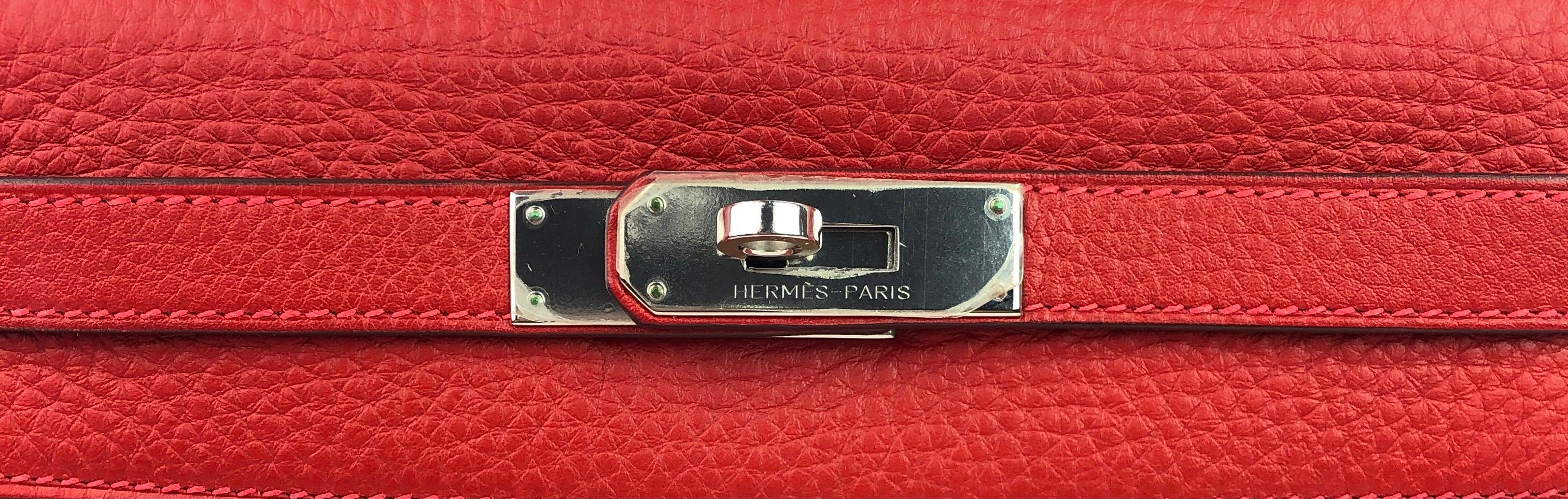 Hermes Kelly 28 Rouge Casaque Red Palladium Hardware  1