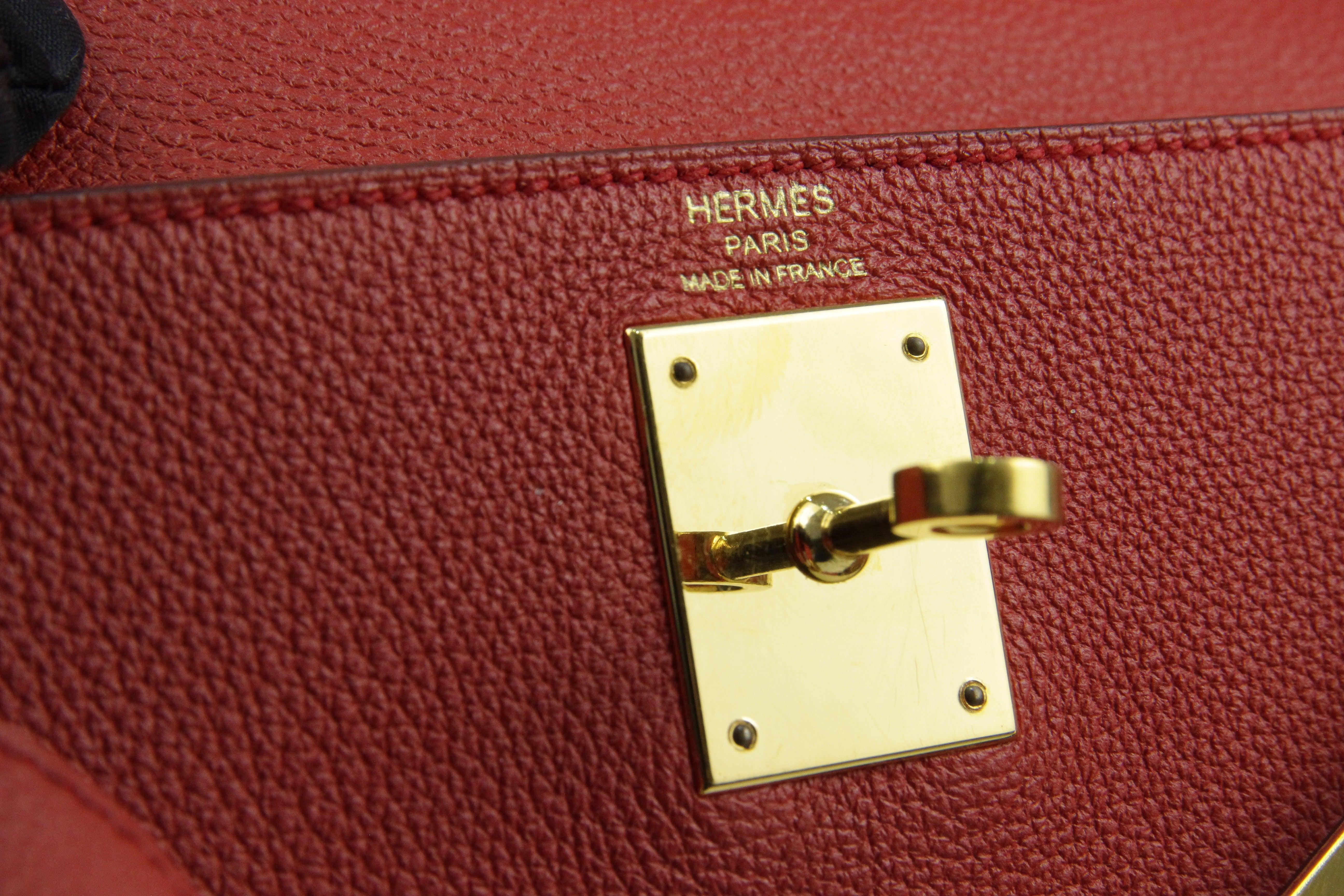 Hermes Kelly 28 Rouge Grenat Epsom Leather Gold Hardware en vente 5
