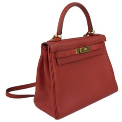 Hermes Kelly 28 Rouge Grenat Epsom Leather Gold Hardware