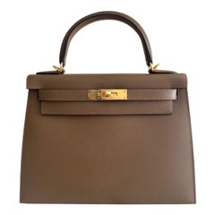 Hermes Kelly 28 Sellier Alezan Tan Epsom Leather Gold Hardware Rare Shoulder Bag