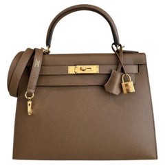 Hermes Kelly 28 Sellier Alezan Tan Epsom Leather Gold Hardware Rare Shoulder Bag