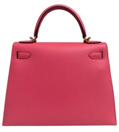 Hermes Kelly 28 Sellier Azalee Azalea Epsom Leather Gold Hardware Shoulder Bag