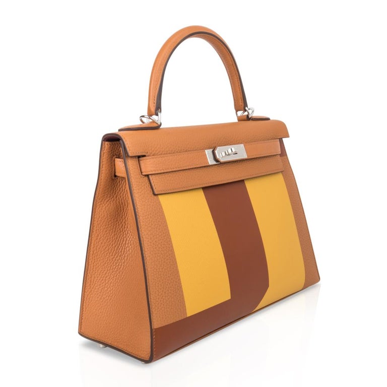 FWRD Renew Hermes Togo Kelly 28cm Handbag in Jaune Ambre