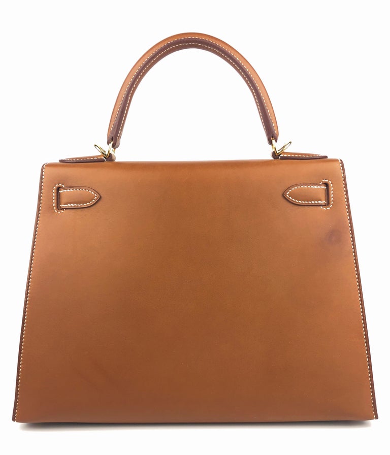 Hermes Kelly 28 Sellier Barenia Fauve Tan Leather Gold Hardware RARE at  1stDibs
