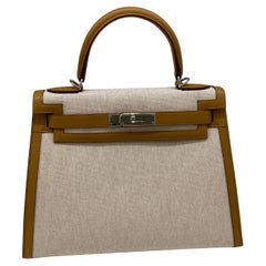 Hermes Kelly 28 Sellier Beige/Sesame Canvas PHW
