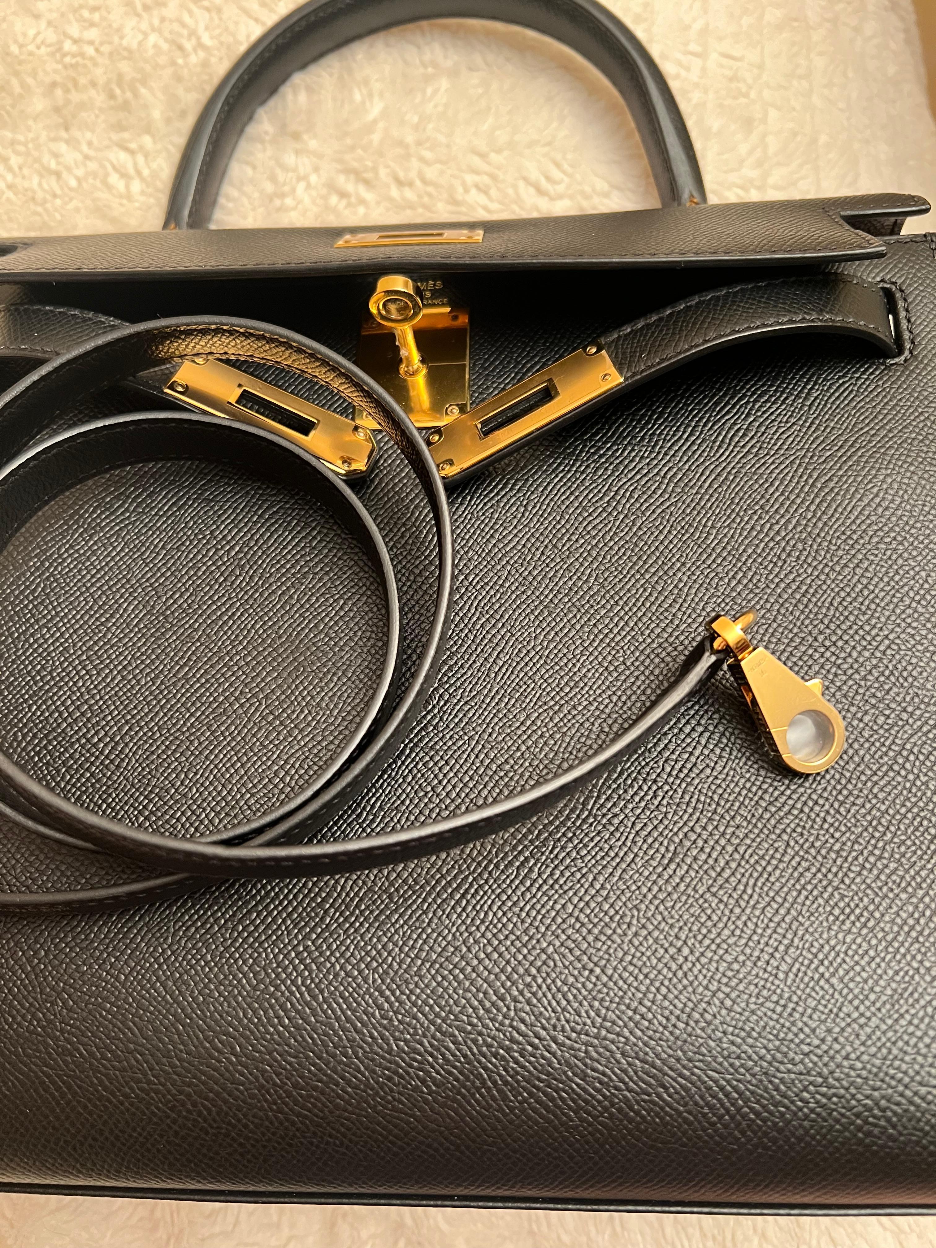 Hermes Kelly 28 Sellier Schwarz Tasche GHW im Angebot 14