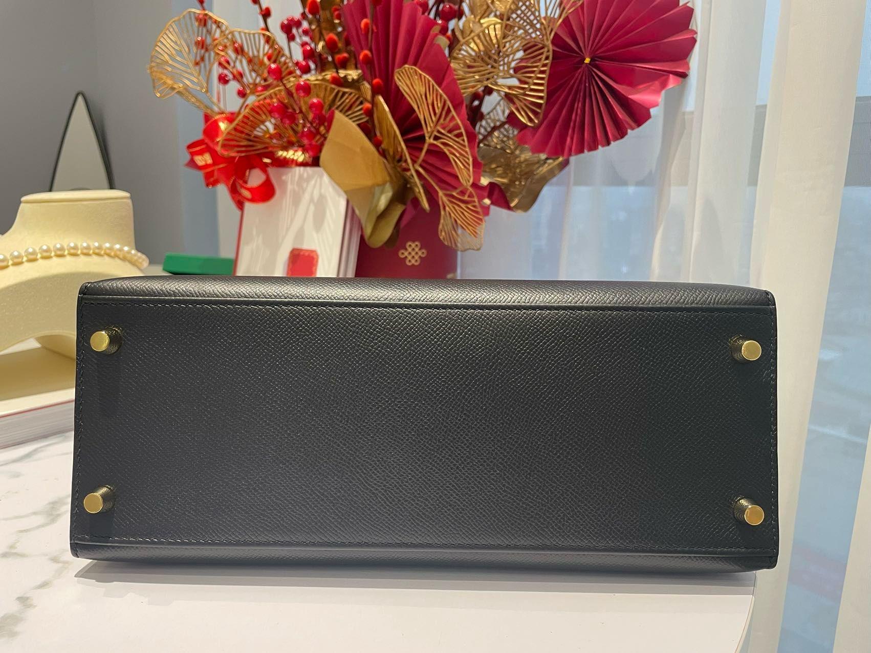 Hermes Kelly 28 Sellier Schwarz Tasche GHW im Angebot 4