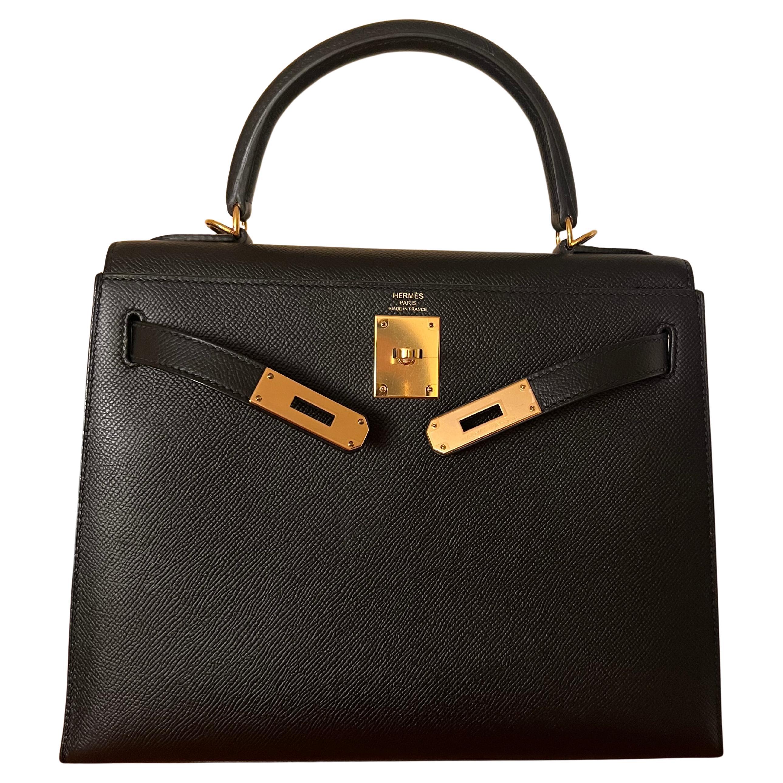 Hermes Kelly 28 Sellier Schwarz Tasche GHW im Angebot