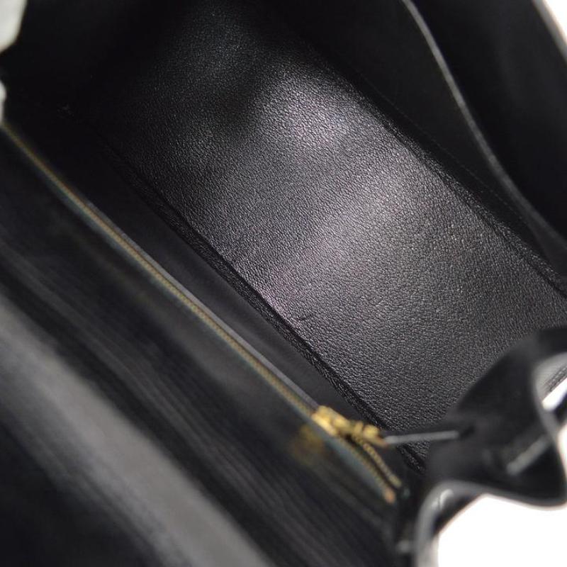HERMES Kelly 28 Sellier Black Lizard Exotic Gold Top Handle Satchel Shoulder Bag 1