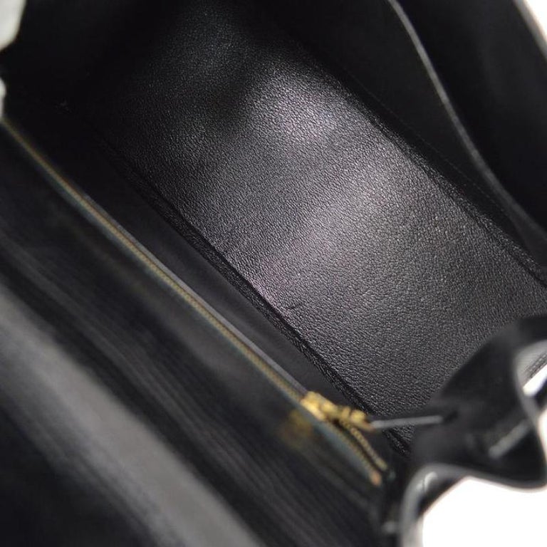 HERMES Kelly 28 Sellier Black Lizard Exotic Gold Top Handle Satchel Shoulder Bag For Sale 2