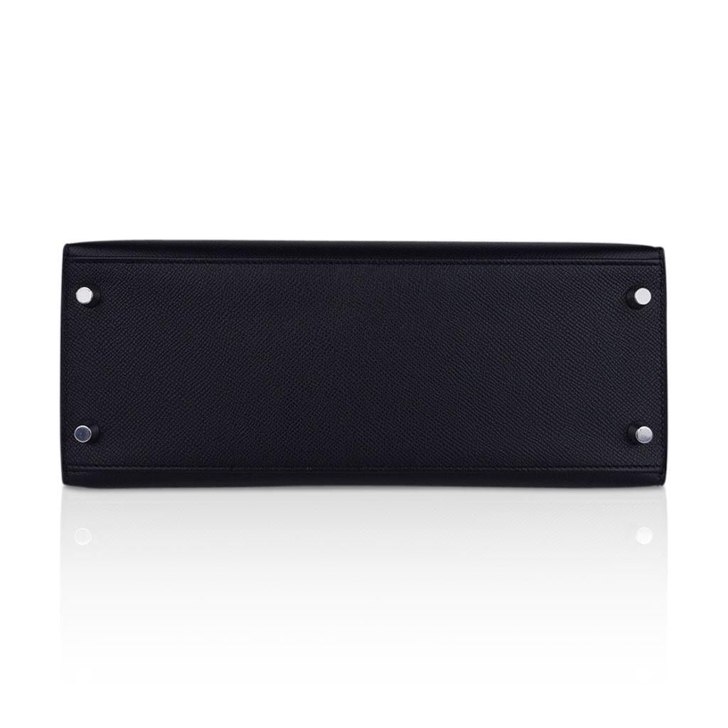 Hermes Kelly 28 Sellier Black Palladium Hardware Epsom Leather Bag 6