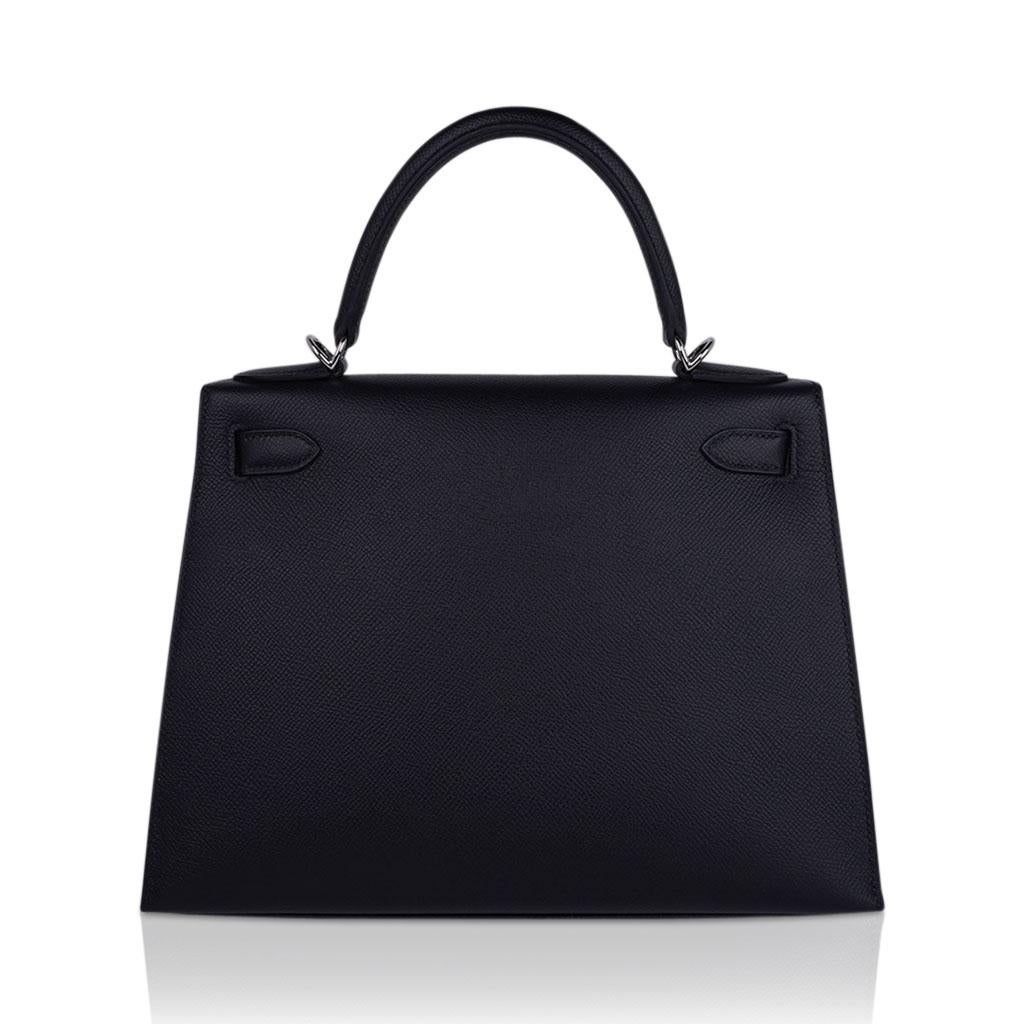 Women's Hermes Kelly 28 Sellier Black Palladium Hardware Epsom Leather Bag