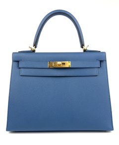 Hermes Kelly 28 Sellier Blau Achat Epsom Leder Gold Hardware