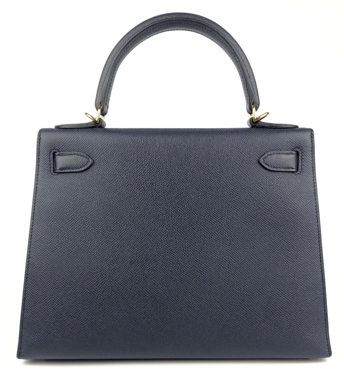 Hermes Kelly 28 Sellier Blue Indigo Epsom Leather Gold Hardware 2020 In New Condition In Miami, FL