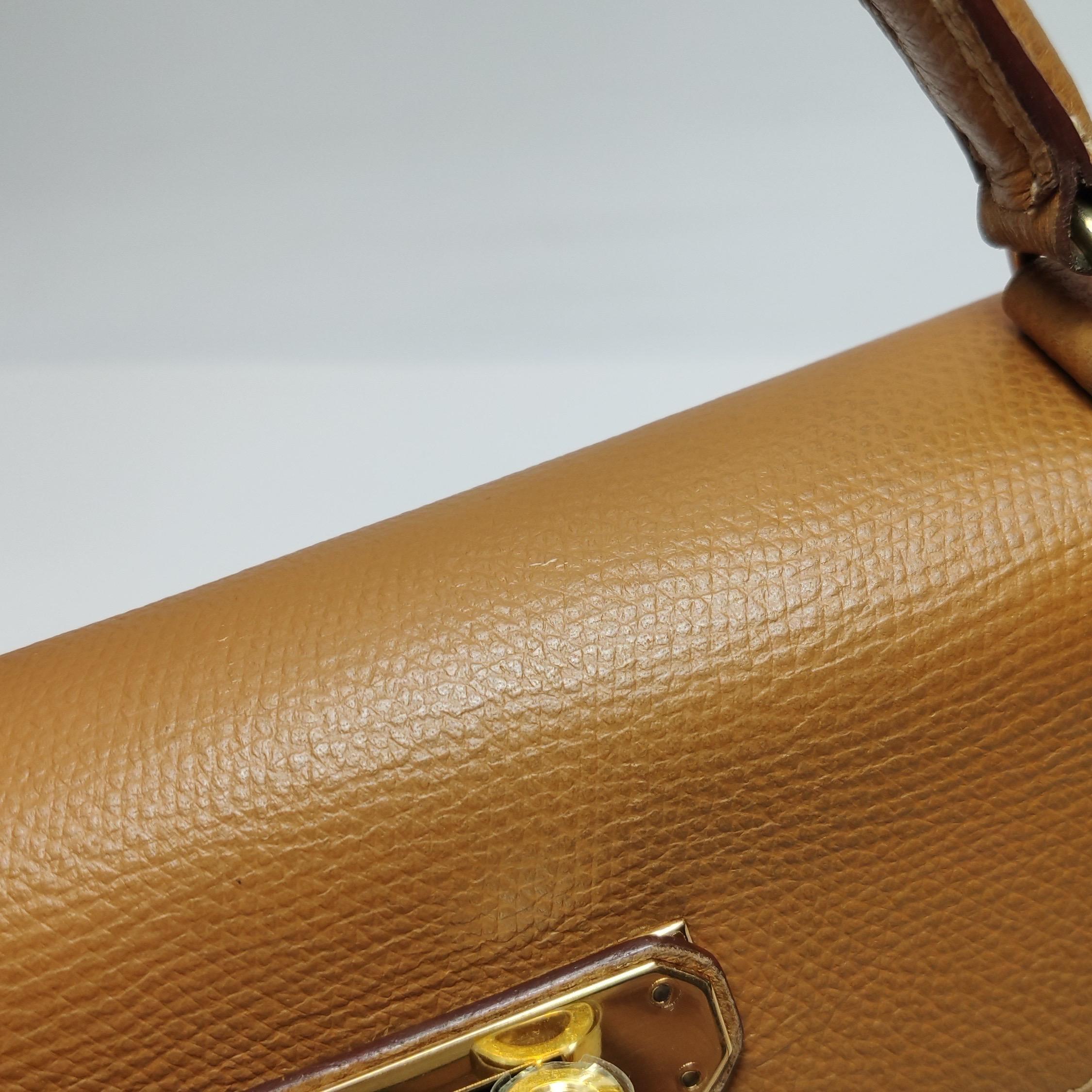 Hermes Kelly 28 Sellier Brown Gold Epsom Leather Gold Hardware 1985 For Sale 11