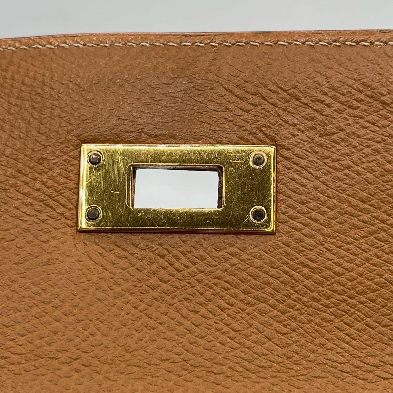 Hermes Kelly 28 Sellier Brown Gold Epsom Leather Gold Hardware 1985 For Sale 12