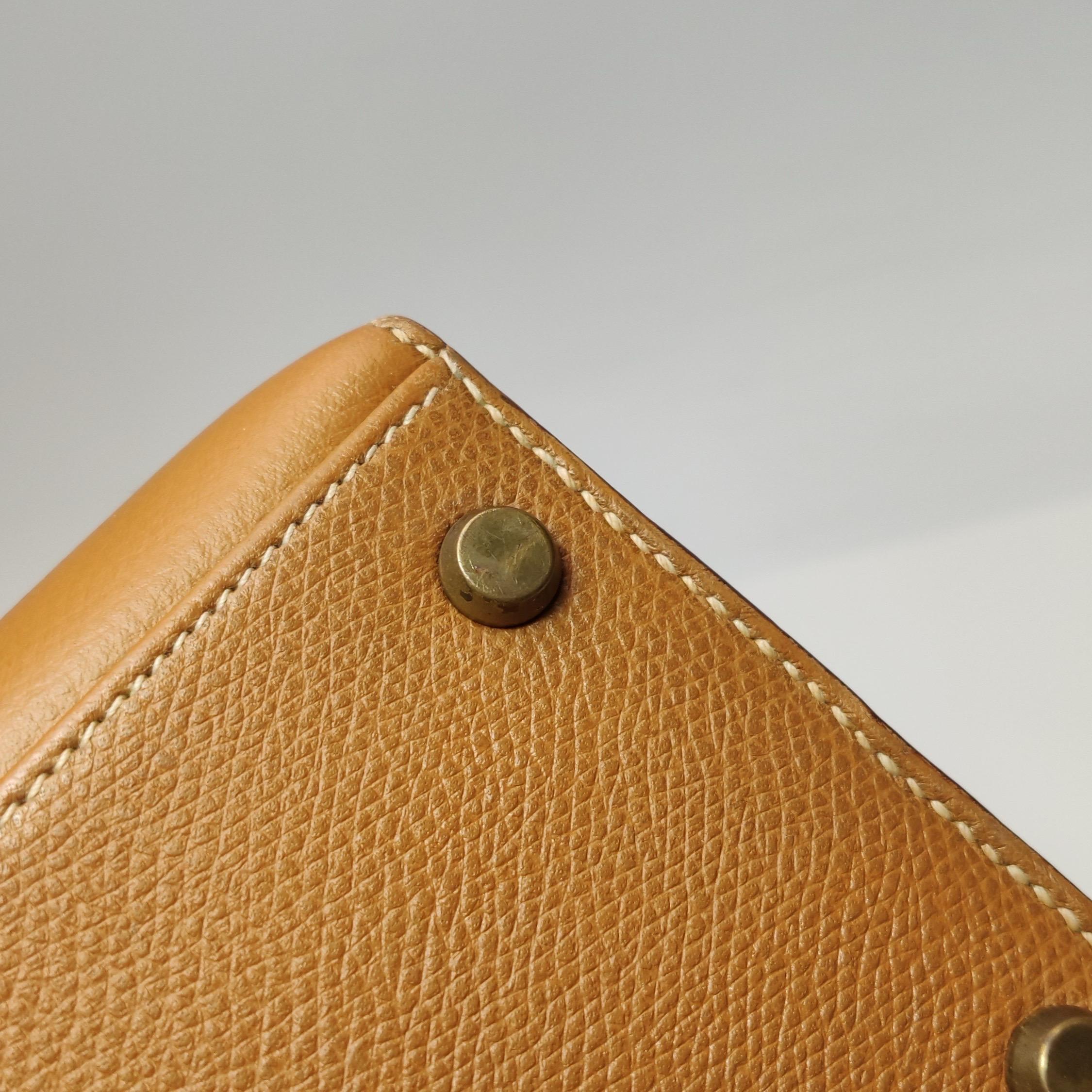 Hermes Kelly 28 Sellier Brown Gold Epsom Leather Gold Hardware 1985 For Sale 15