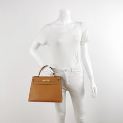Hermes Kelly 28 Sellier Brown Gold Epsom Leather Gold Hardware 1985