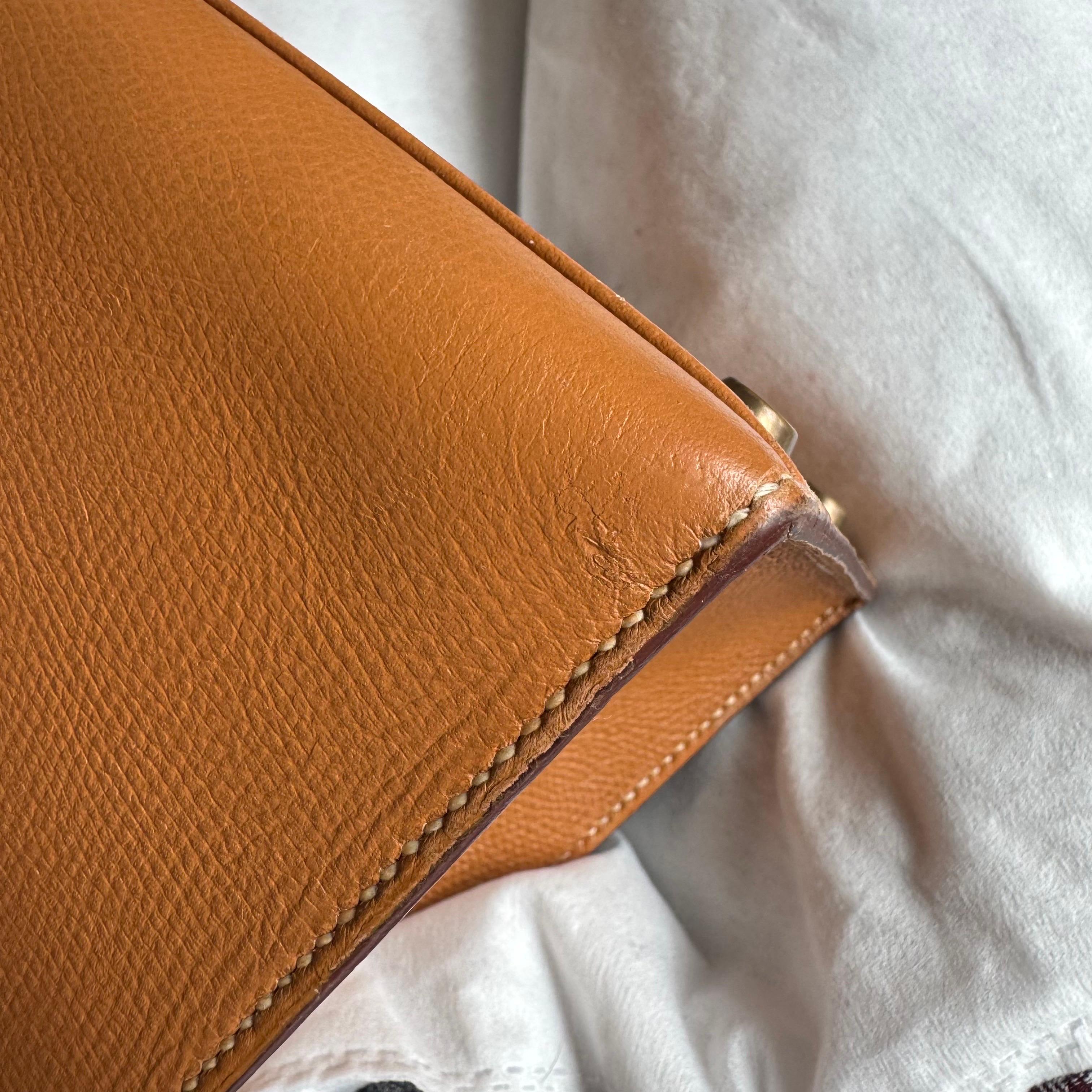 Hermes Kelly 28 Sellier Brown Gold Epsom Leather Gold Hardware 1985 For Sale 16