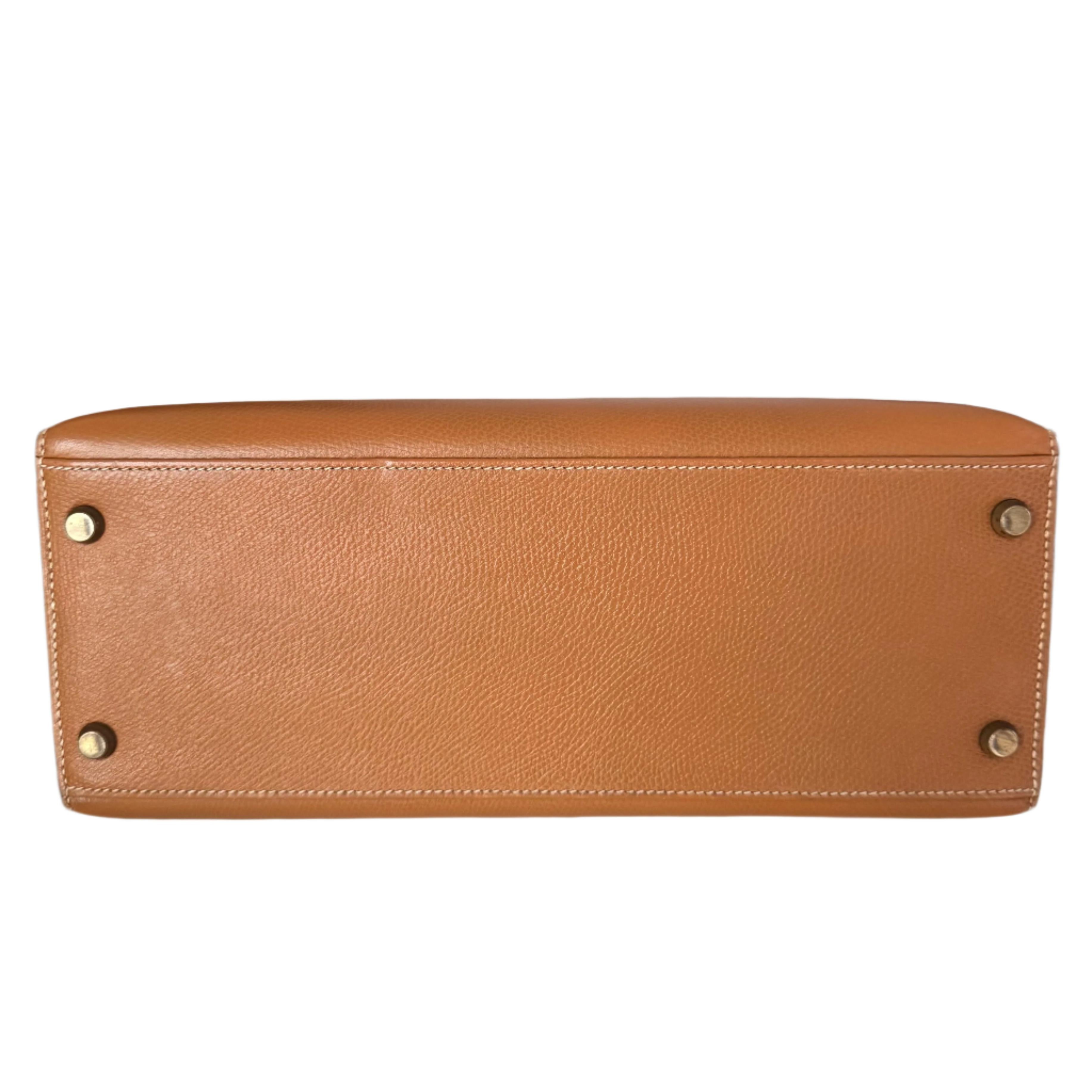 Hermes Kelly 28 Sellier Brown Gold Epsom Leather Gold Hardware 1985 For Sale 1