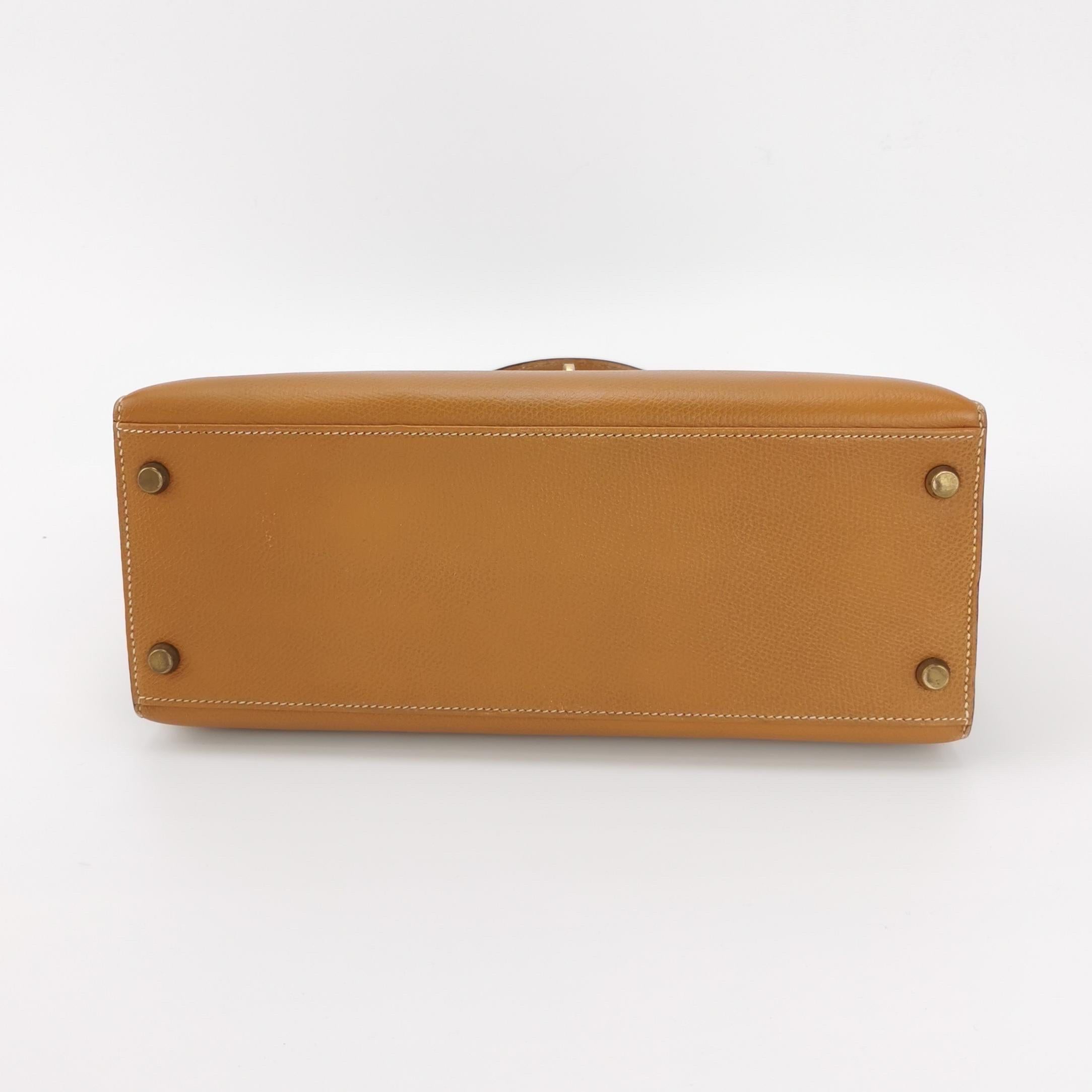 Hermes Kelly 28 Sellier Brown Gold Epsom Leather Gold Hardware 1985 For Sale 3