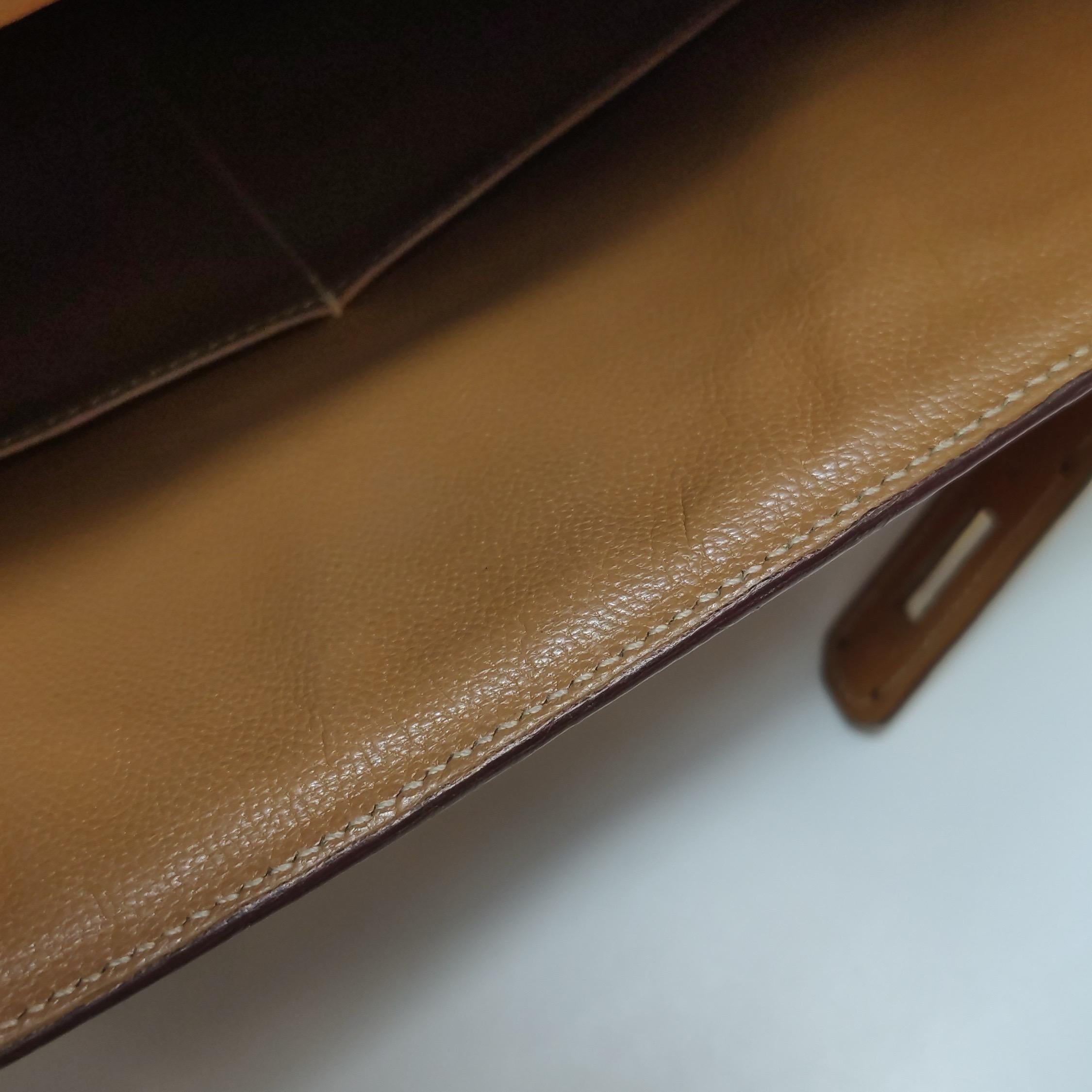 Hermes Kelly 28 Sellier Brown Gold Epsom Leather Gold Hardware 1985 For Sale 5