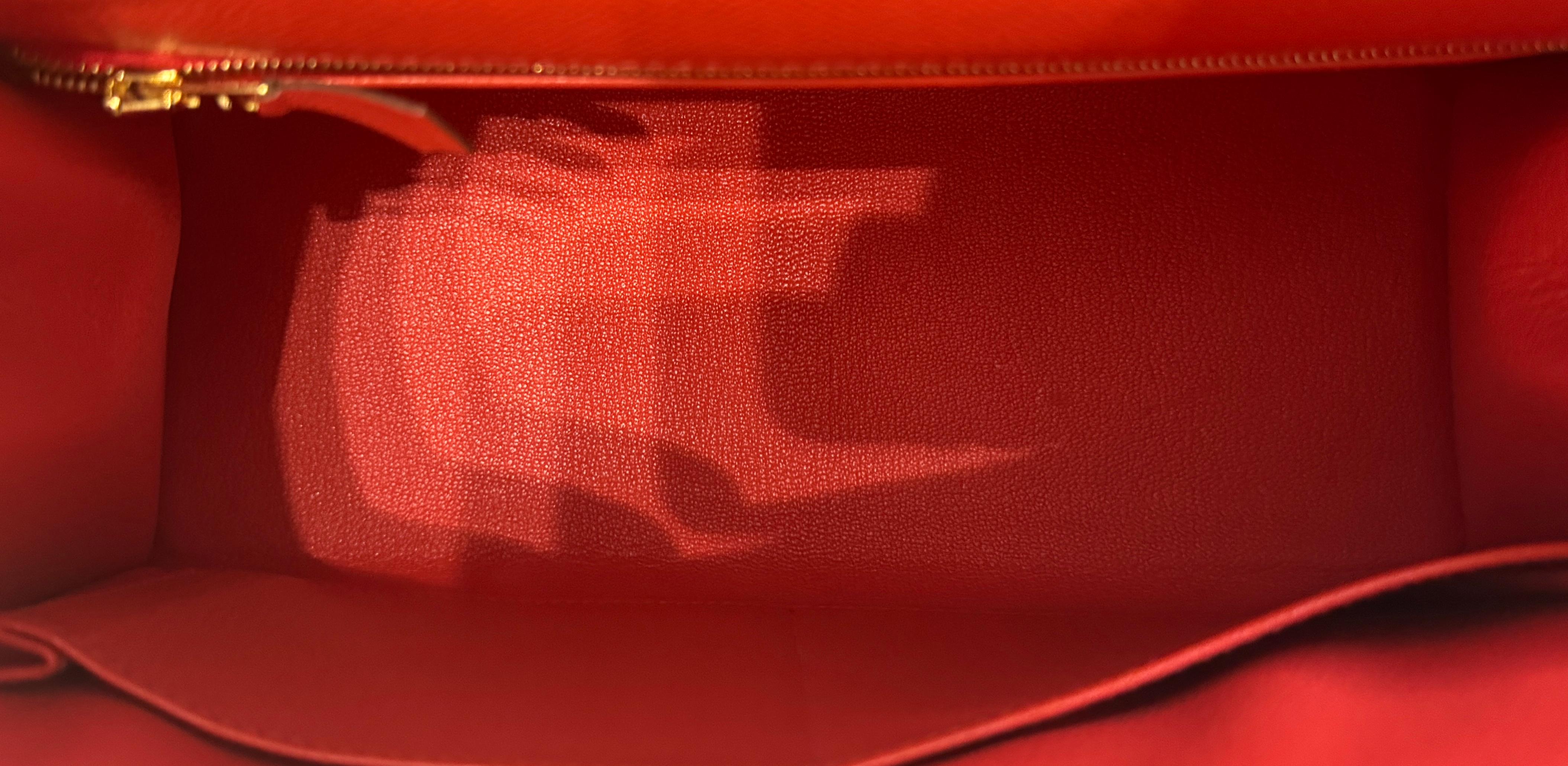 Hermes Kelly 28 Sellier Capucine Orange Rot Epsom Leder Gold Hardware Neu im Angebot 5