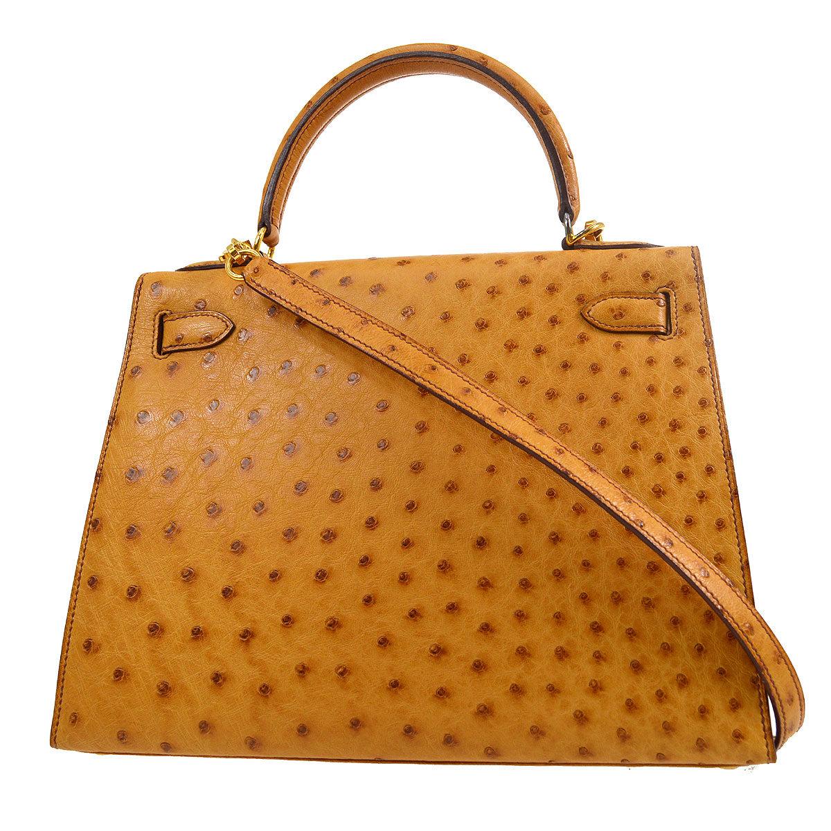 HERMES Kelly 28 Sellier Chestnut Cognac Brown Tan Gold Hardware Top Handle Bag In Good Condition In Chicago, IL