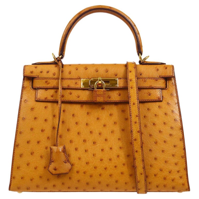 HERMES Kelly 28 Sellier Chestnut Cognac Brown Tan Gold Hardware Top Handle  Bag For Sale at 1stDibs