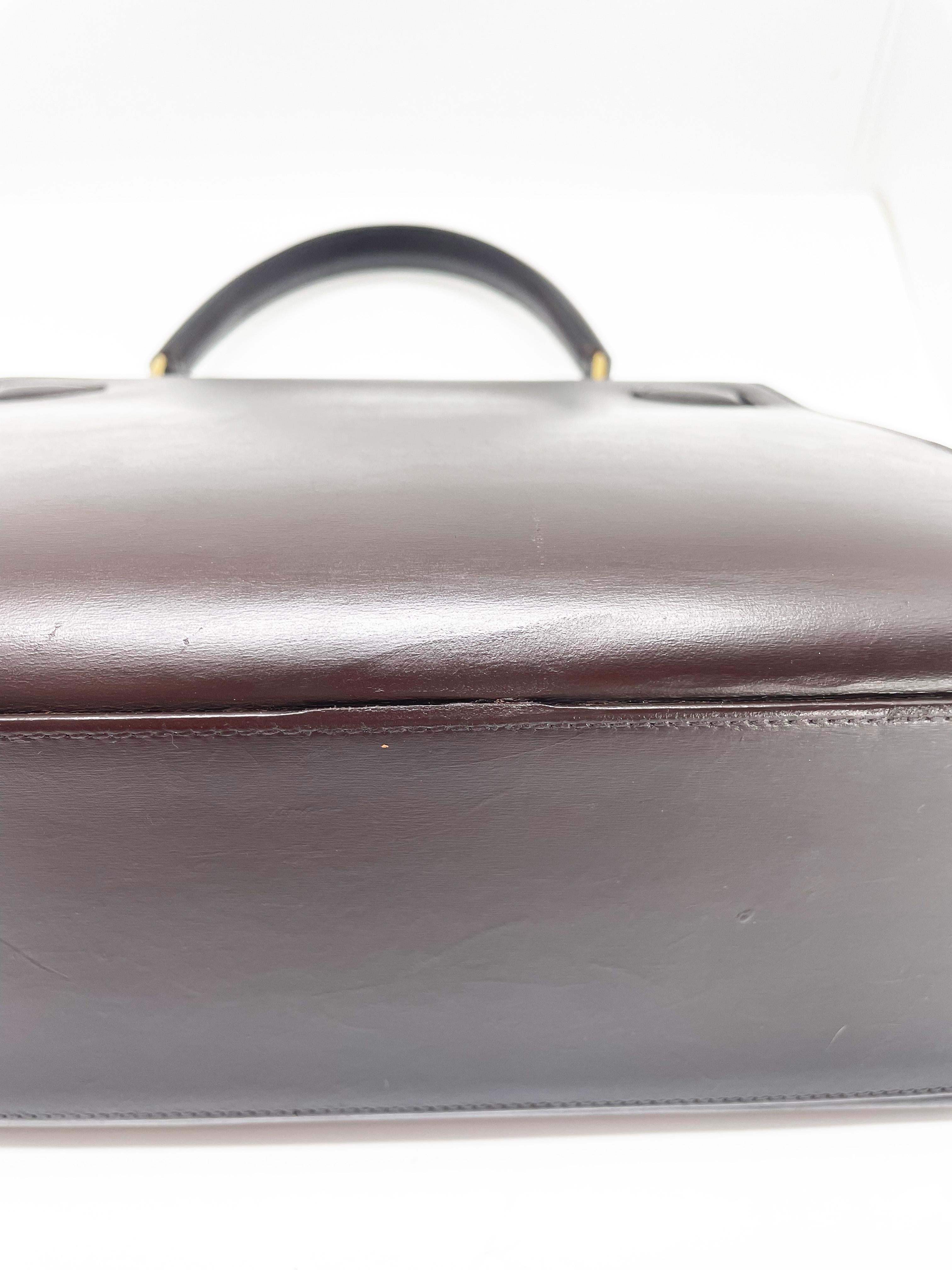 Hermès Kelly 28 sellier chocolate bag in box leather 16