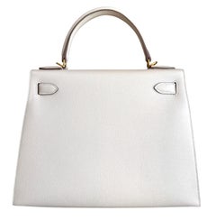Hermes Kelly 28 Sellier Craie White Epsom Leather Gold Hardware Shoulder Bag