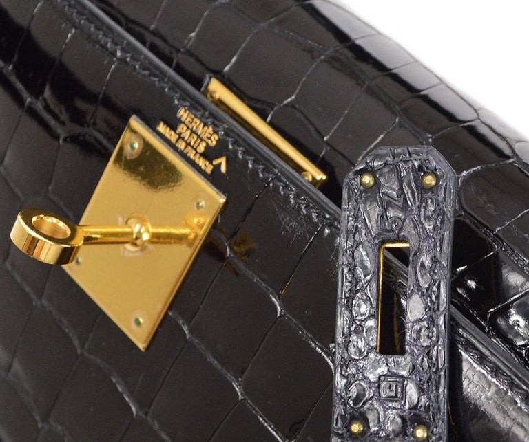 Women's HERMES Kelly 28 Sellier Crocodile Exotic Gold Hardware Top Handle Shoulder Bag