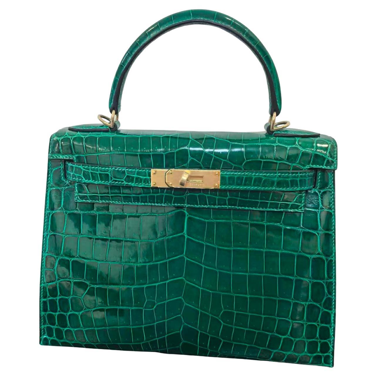 Hermes Kelly 28 Sellier Emerald Shiny Niloticus bag