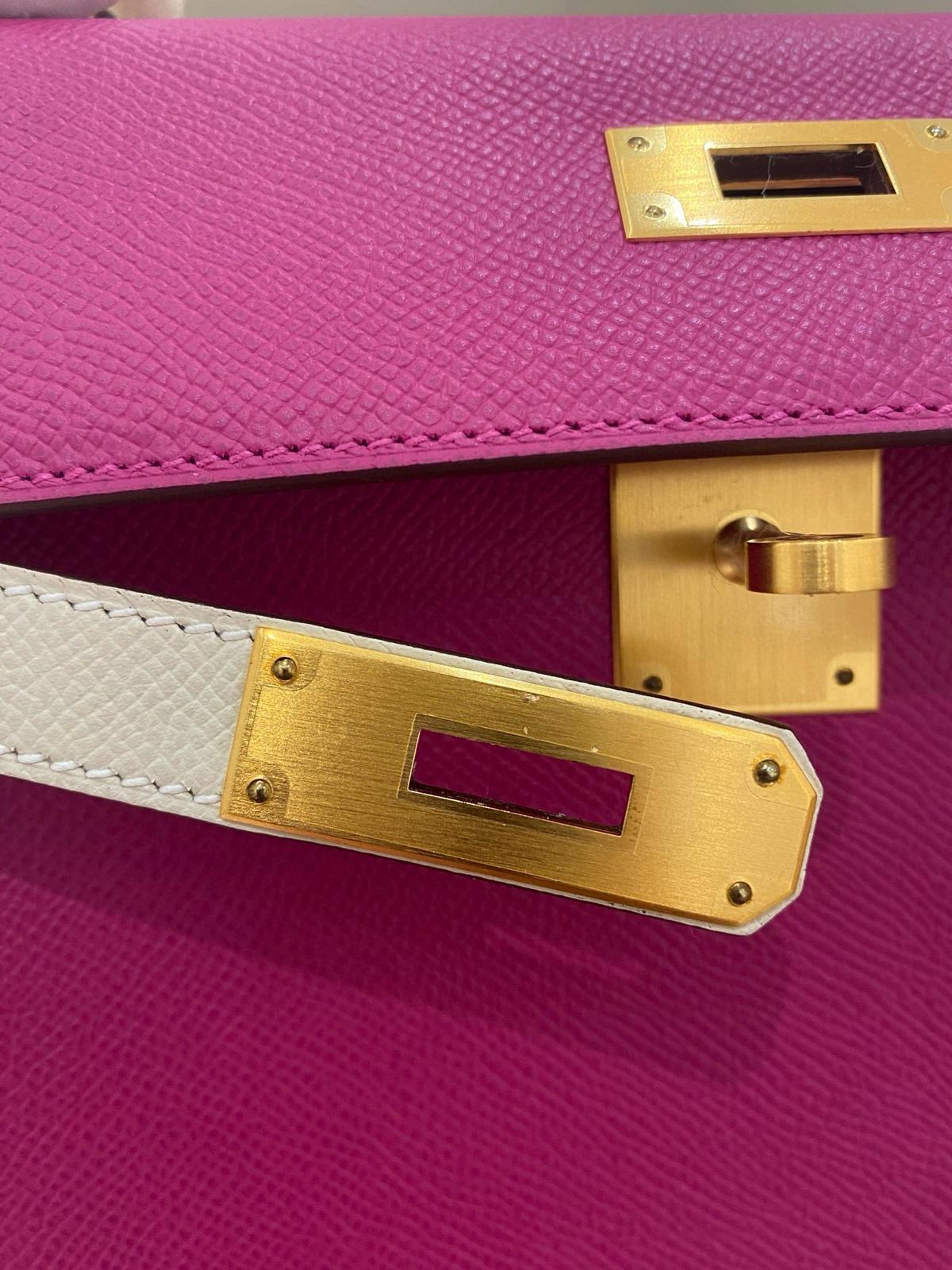 Hermes Kelly 28 Sellier Epsom Anemone and Craie HSS Bag GHW For Sale 5
