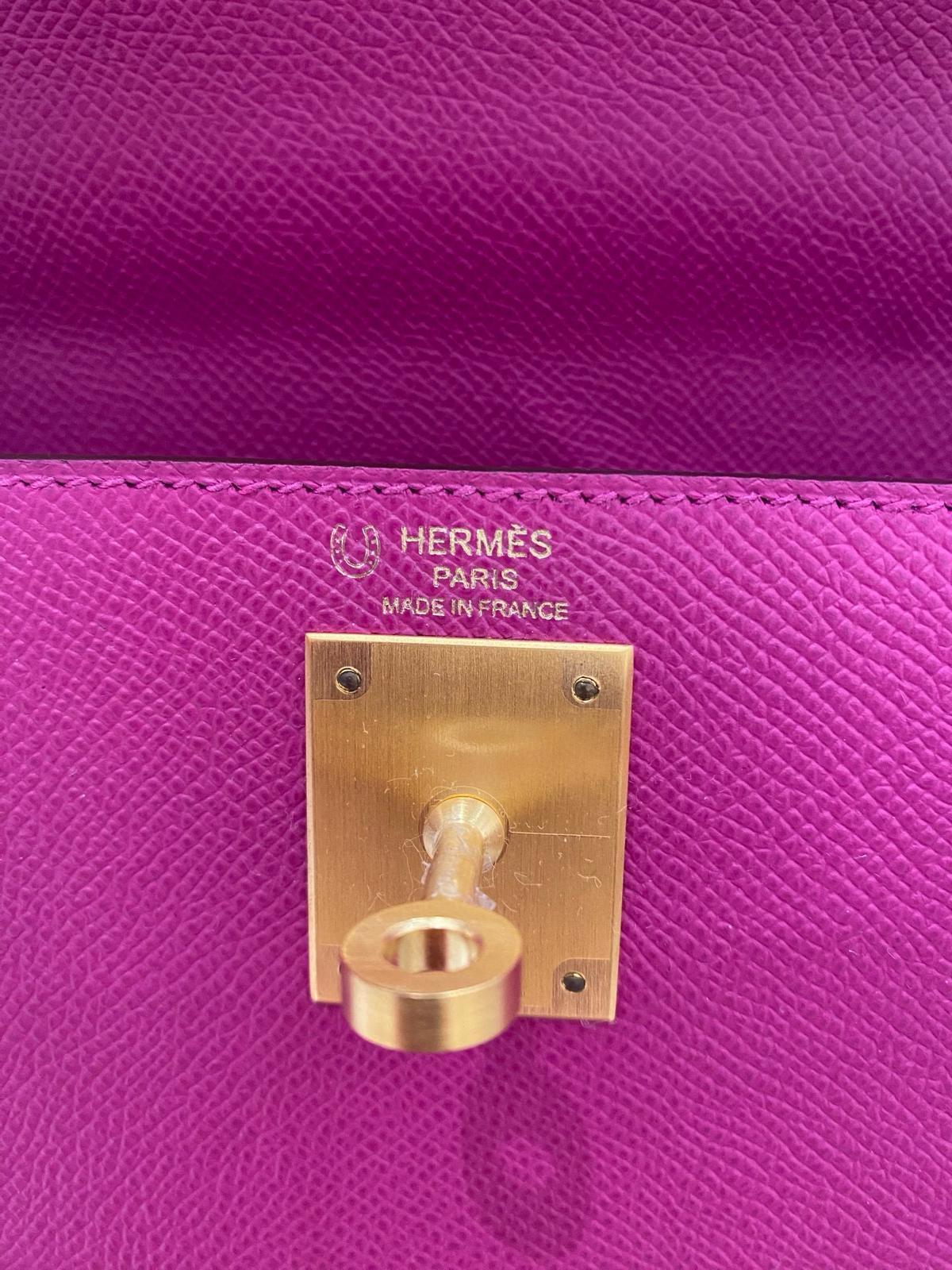 Hermes Kelly 28 Sellier Epsom Anemone and Craie HSS Bag GHW For Sale 9