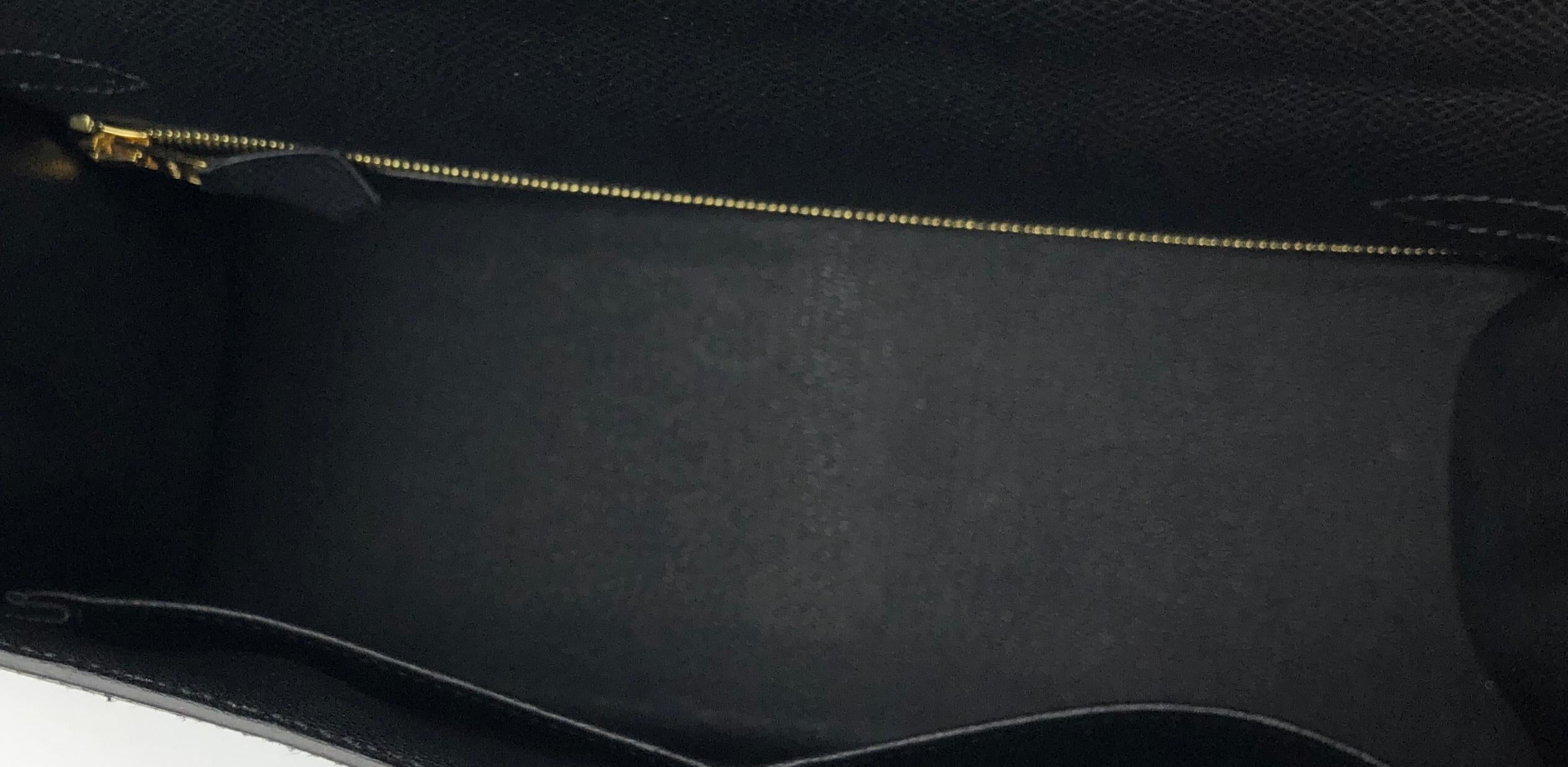 Hermes Kelly 28 Sellier Epsom Leather Black Noir Gold Hardware NEW 5