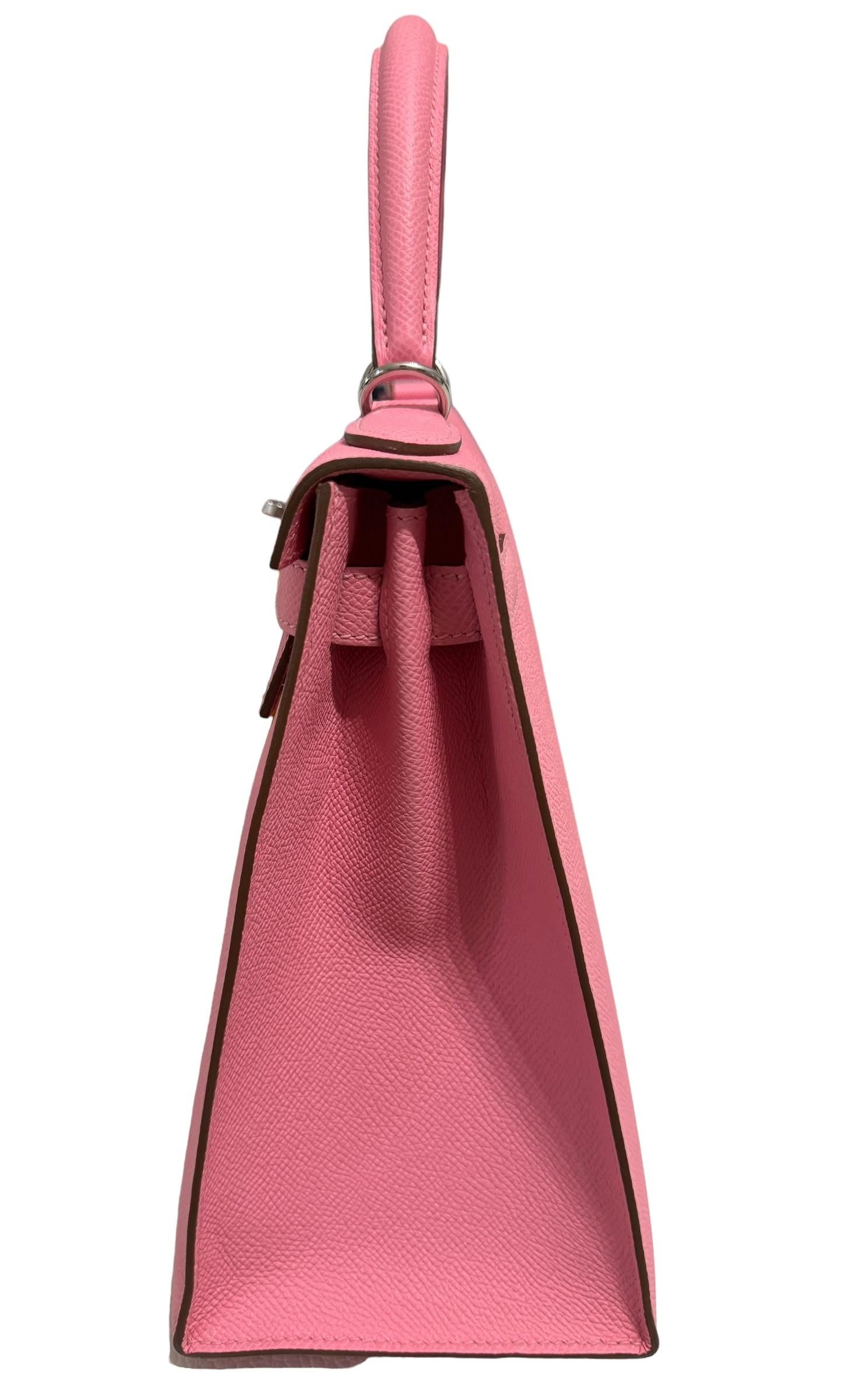 Hermes Kelly 28 Sellier Epsom Leather Rose Confetti Pink Palladium Hardware 2