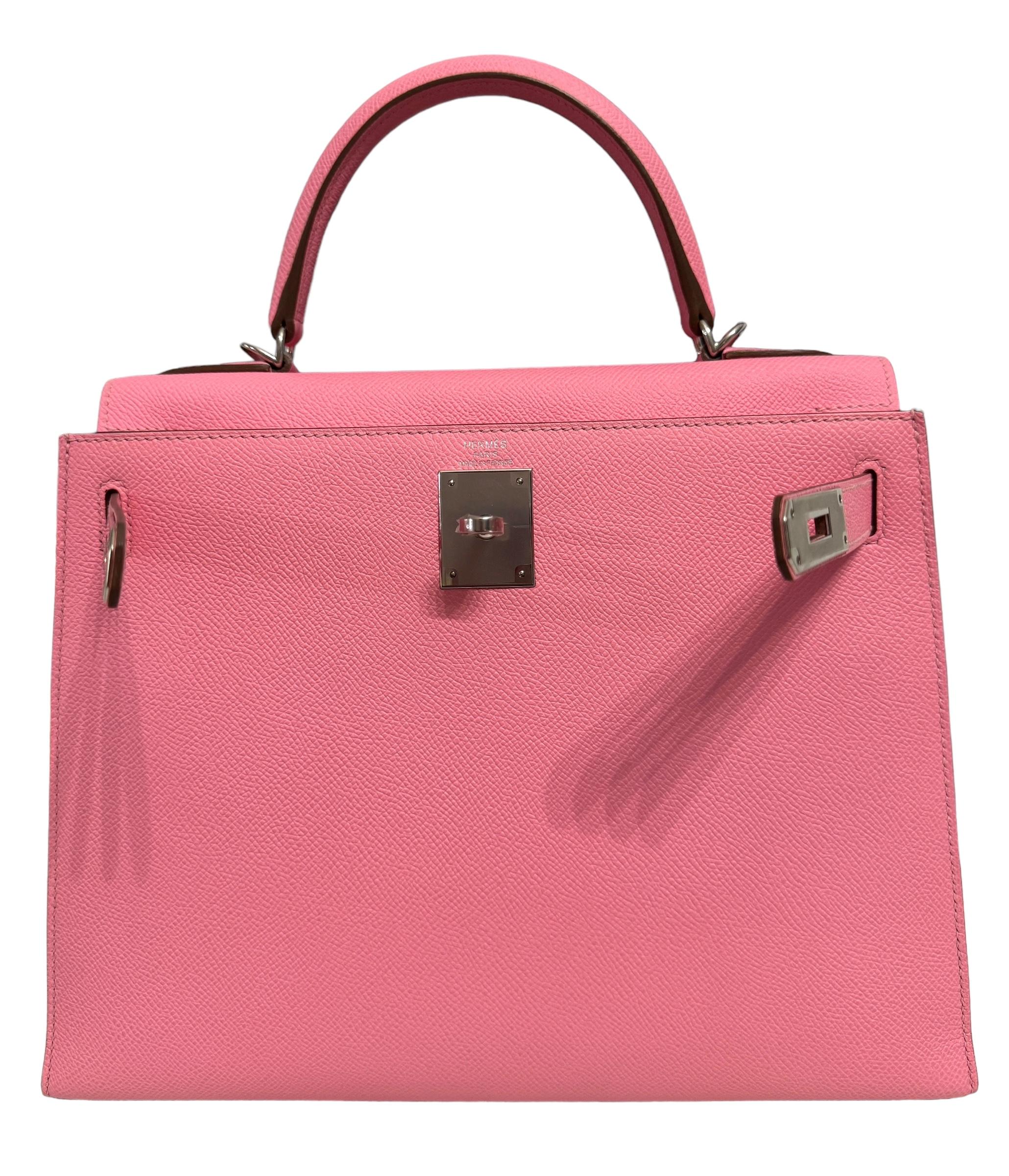 Hermes Kelly 28 Sellier Epsom Leather Rose Confetti Pink Palladium Hardware 3