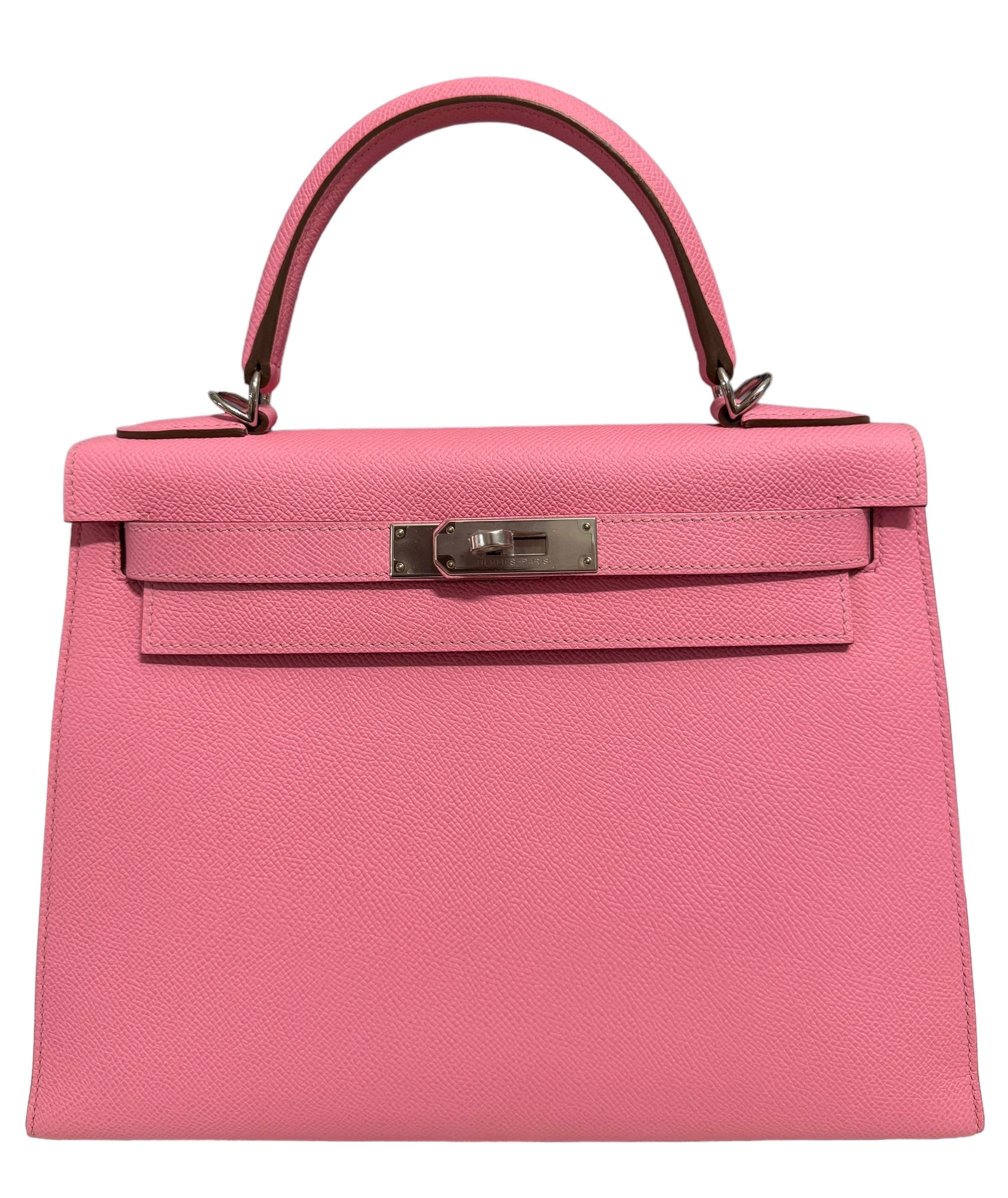 Hermes Kelly 28 Sellier Epsom Leather Rose Confetti Pink Palladium Hardware 5