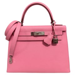 Hermes Kelly 28 Sellier Epsom Leather Rose Confetti Pink Palladium Hardware