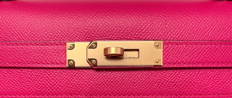 Hermes Kelly Handbag Rose Extreme Epsom With Palladium Hardware 28