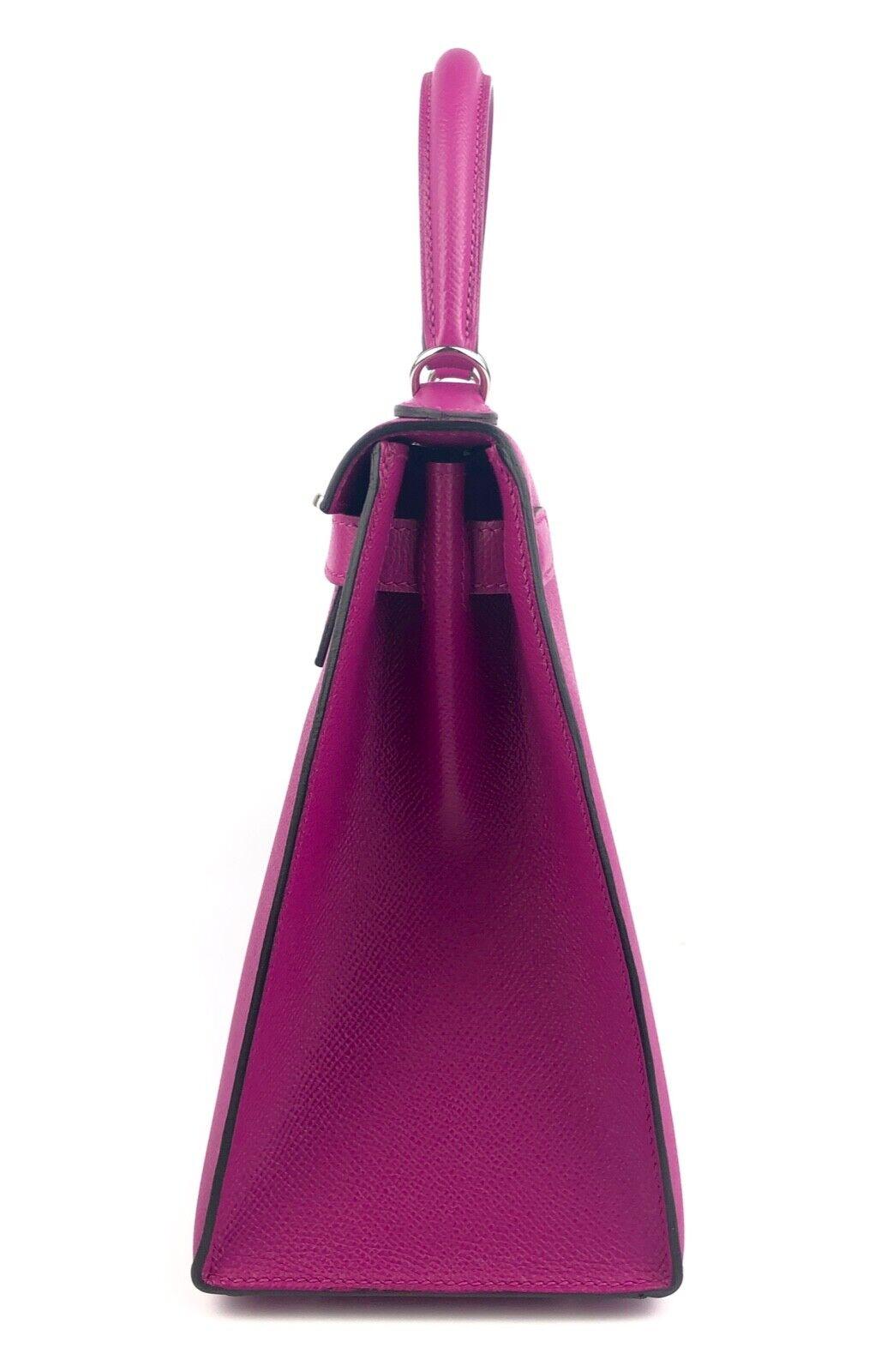 Hermes Kelly 28 Sellier Epsom Leather Rose Pourpre Pink Palladium Hardware 1