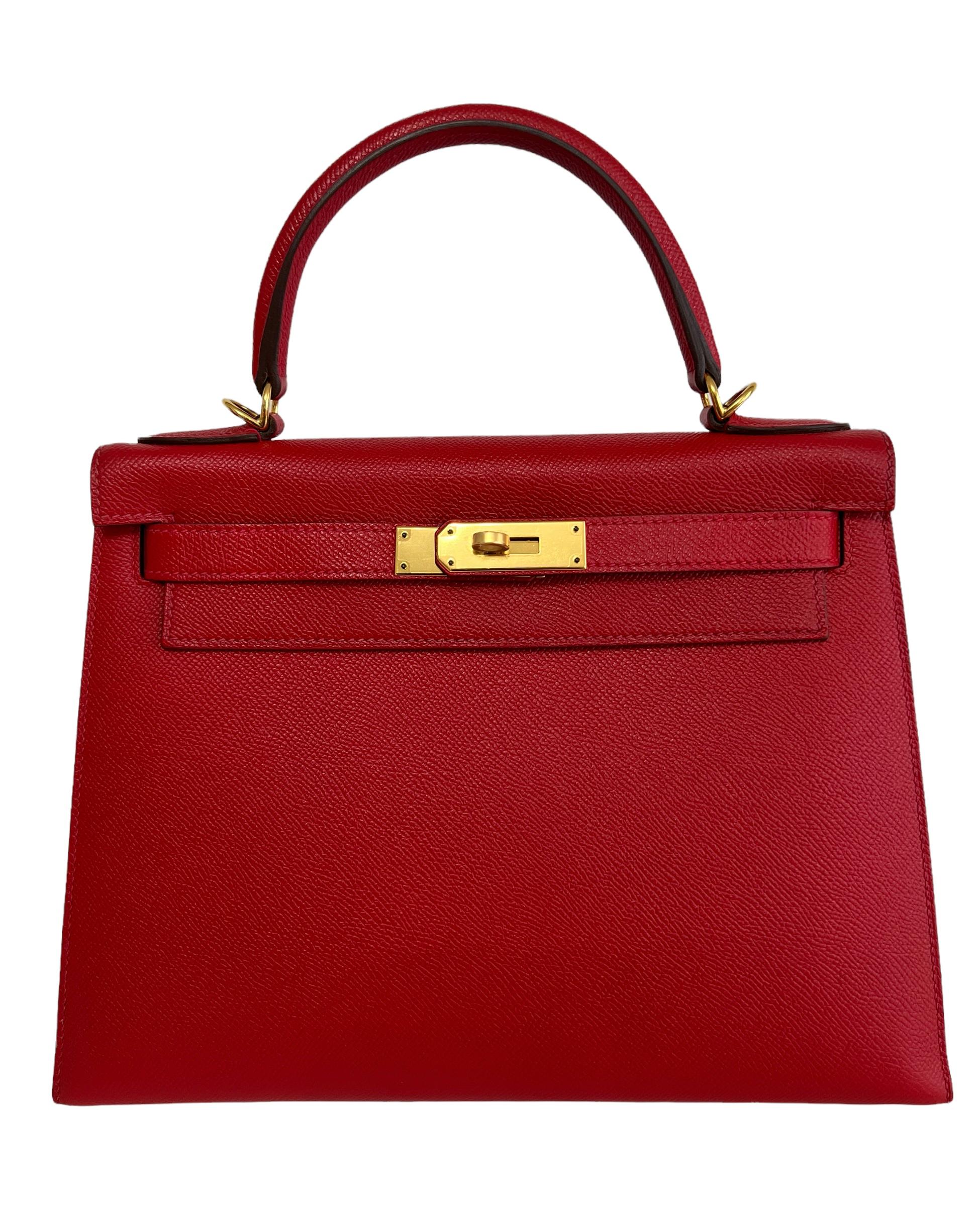 
Beautiful Hermes Kelly 28 Sellier Rouge Casaque Epsom Leather. Complimented by Gold Hardware. Excellent Pristine Condition with Plastic on Hardware. 2015 T Stamp. 

Shop with Confidence from Lux Addicts. Authenticity Guaranteed! 
