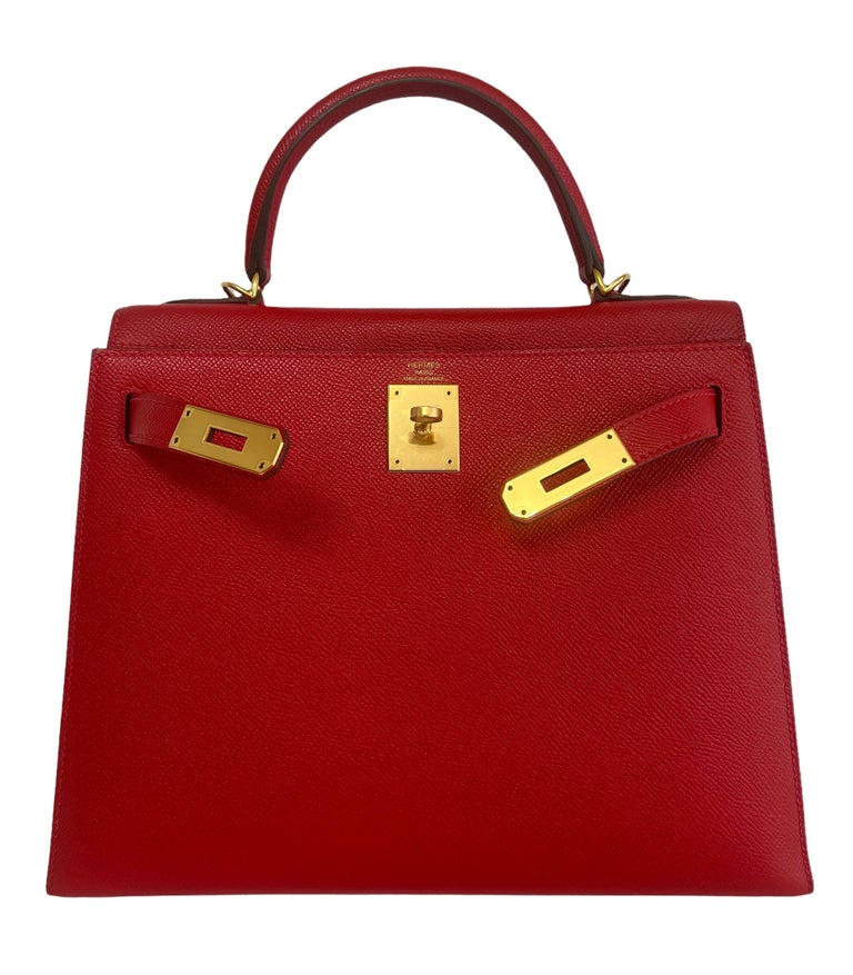 Lot - Vintage Hermes Red Leather with Gold Hardware