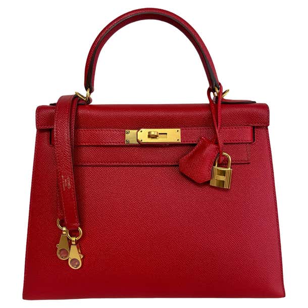 Hermes Kelly 28 Sellier Epsom Leather Rouge Casaque Red Gold Hardware ...