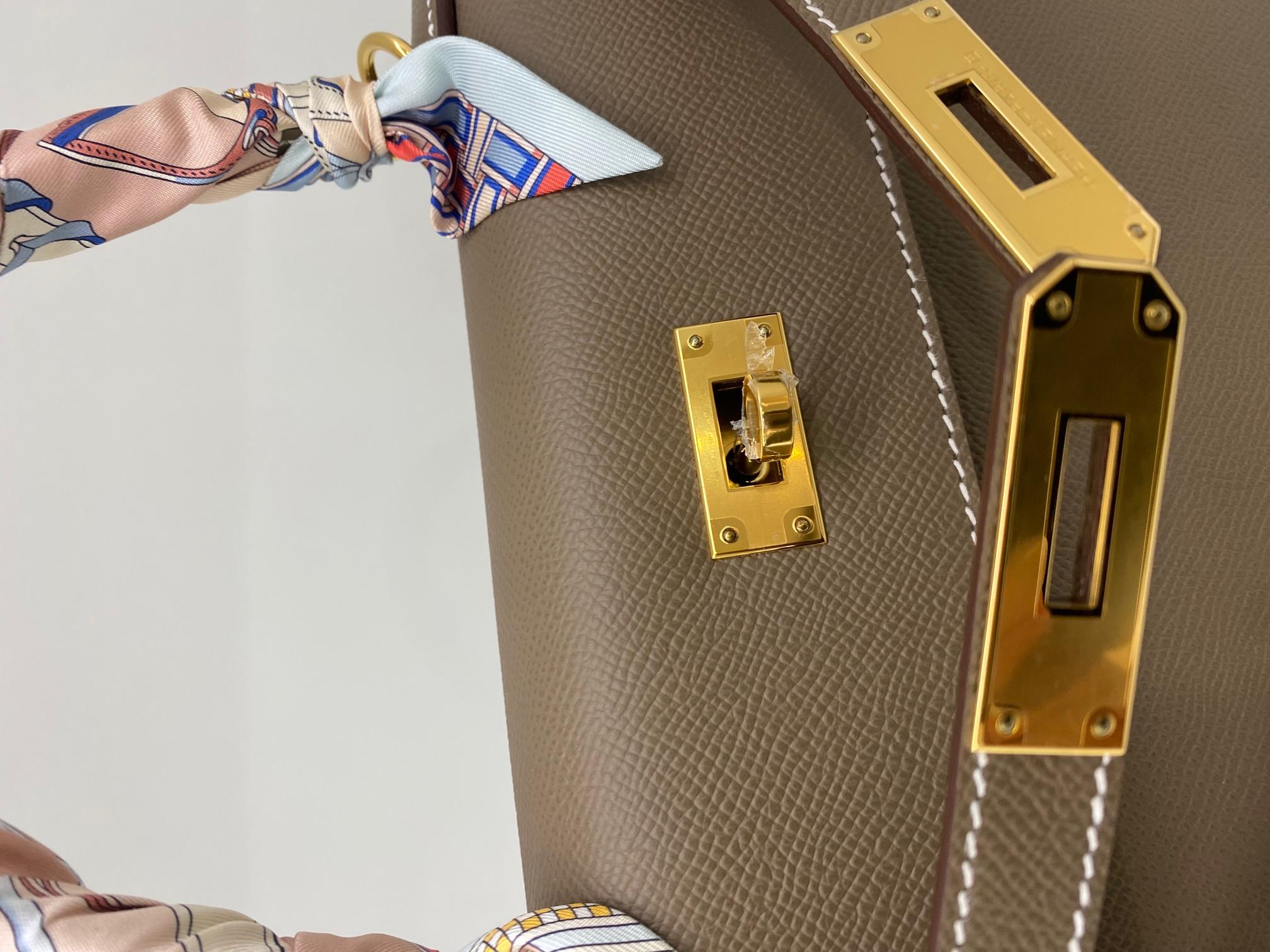 Hermes Kelly 28 Sellier Epsom Veau Etoupe GHW (Braun)