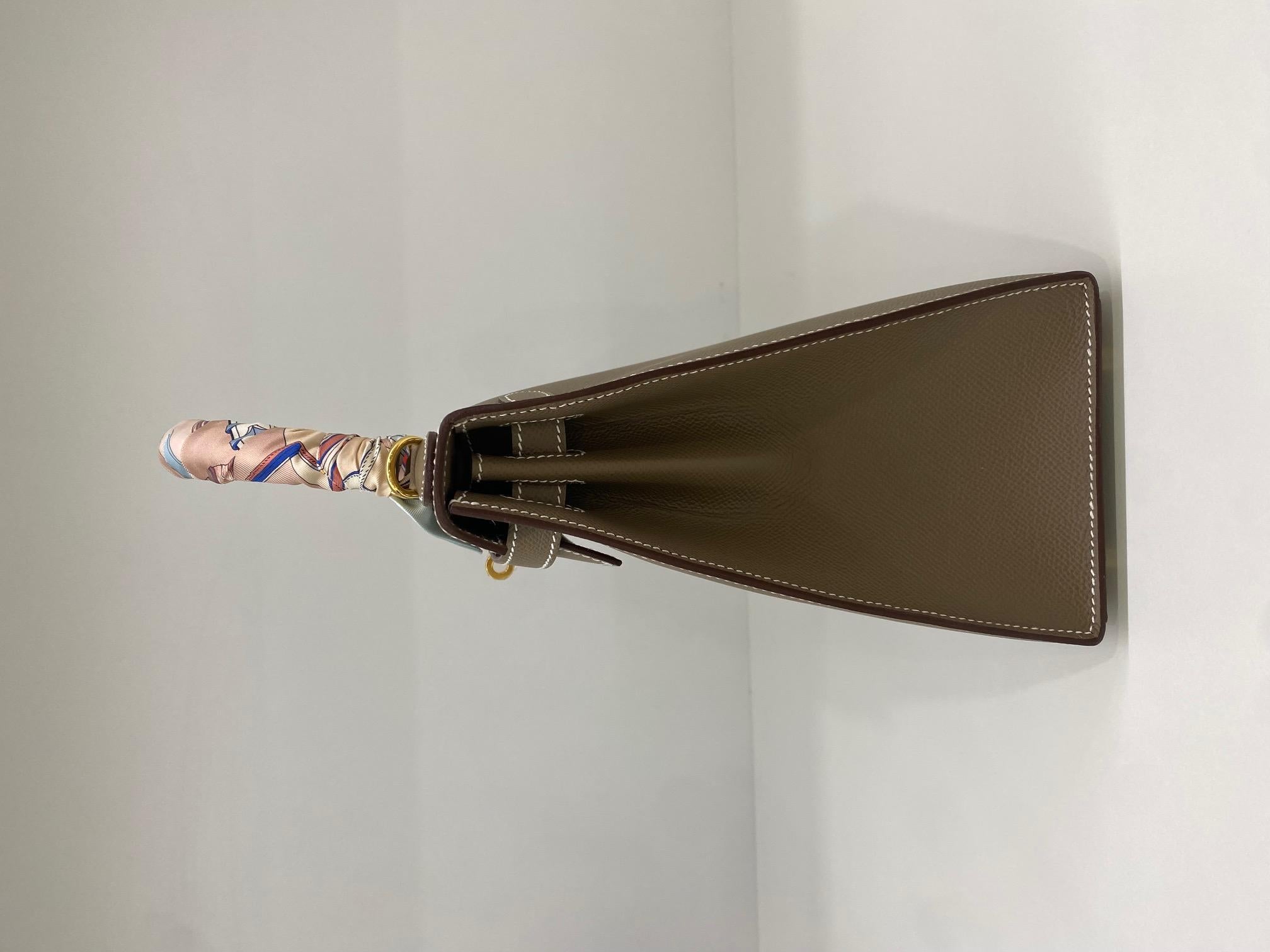 Hermes Kelly 28 Sellier Epsom Veau Etoupe GHW 1